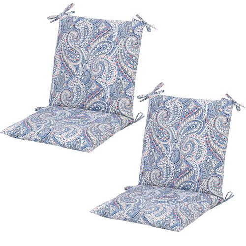 Plantation Patterns 2 Pack Outdoor Mid Back Dining Chair Cushion