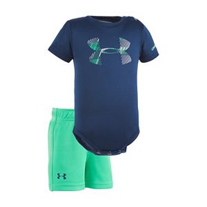 Baby Boy Under Armour Logo Graphic Bodysuit & Mesh Shorts Set