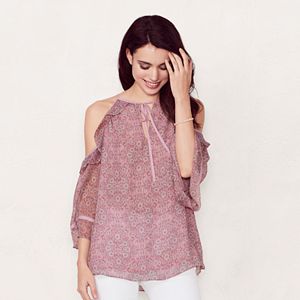 Women's LC Lauren Conrad Ruffle Cold-Shoulder Top