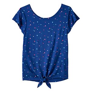 Girls 7-16 SO® Print Tie-Front Top
