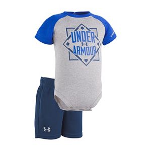 Baby Boy Under Armour Baseball Graphic Bodysuit & Mesh Shorts Set