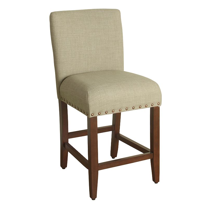 HomePop Upholstered Nailhead Counter Stool, Brown
