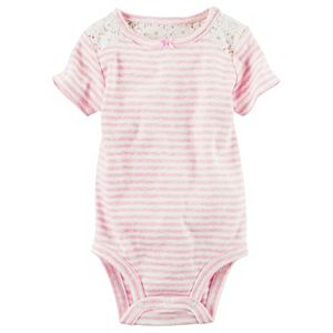 Baby Girl Carter's Lace-Yoke Striped Bodysuit
