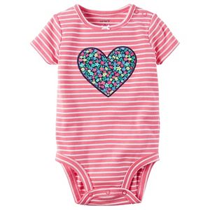 Baby Girl Carter's Striped Embroidered Applique Bodysuit