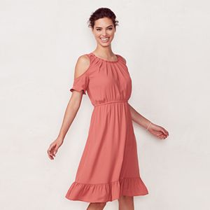 Women's LC Lauren Conrad Cold-Shoulder Ruffle Midi Dress