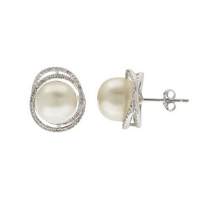 PearLustre by Imperial Sterling Silver Freshwater Cultured Pearl Button Stud Earrings