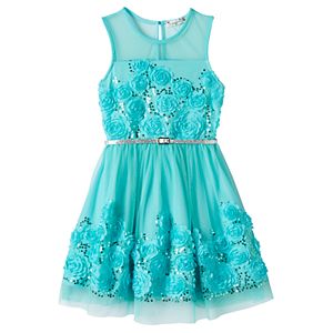 Girls 7-16 Knitworks Mint Floral Skater Dress