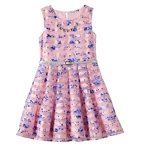 Girls 7-16 Knitworks Floral Burnout Stripe Skater Dress