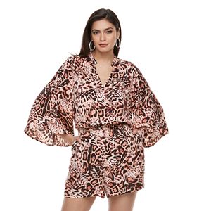 Women's Jennifer Lopez Print Faux-Wrap Romper