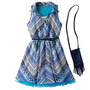 Girls 7-16 Knitworks Belted Halter Shirtdress with Crossbody Purse Set