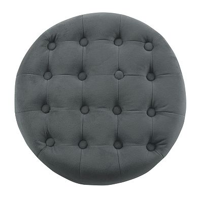 HomePop Round Velvet Storage Ottoman