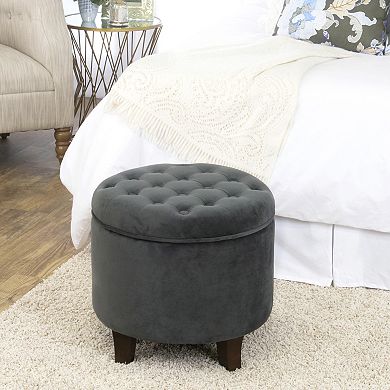 HomePop Round Velvet Storage Ottoman