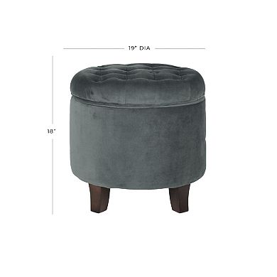 HomePop Round Velvet Storage Ottoman