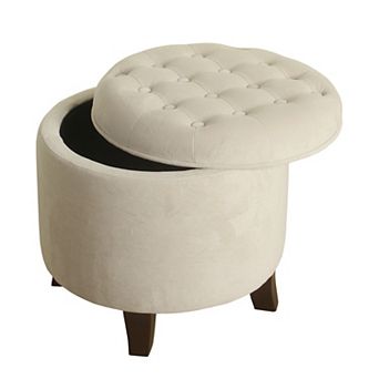 HomePop Round Velvet Storage Ottoman