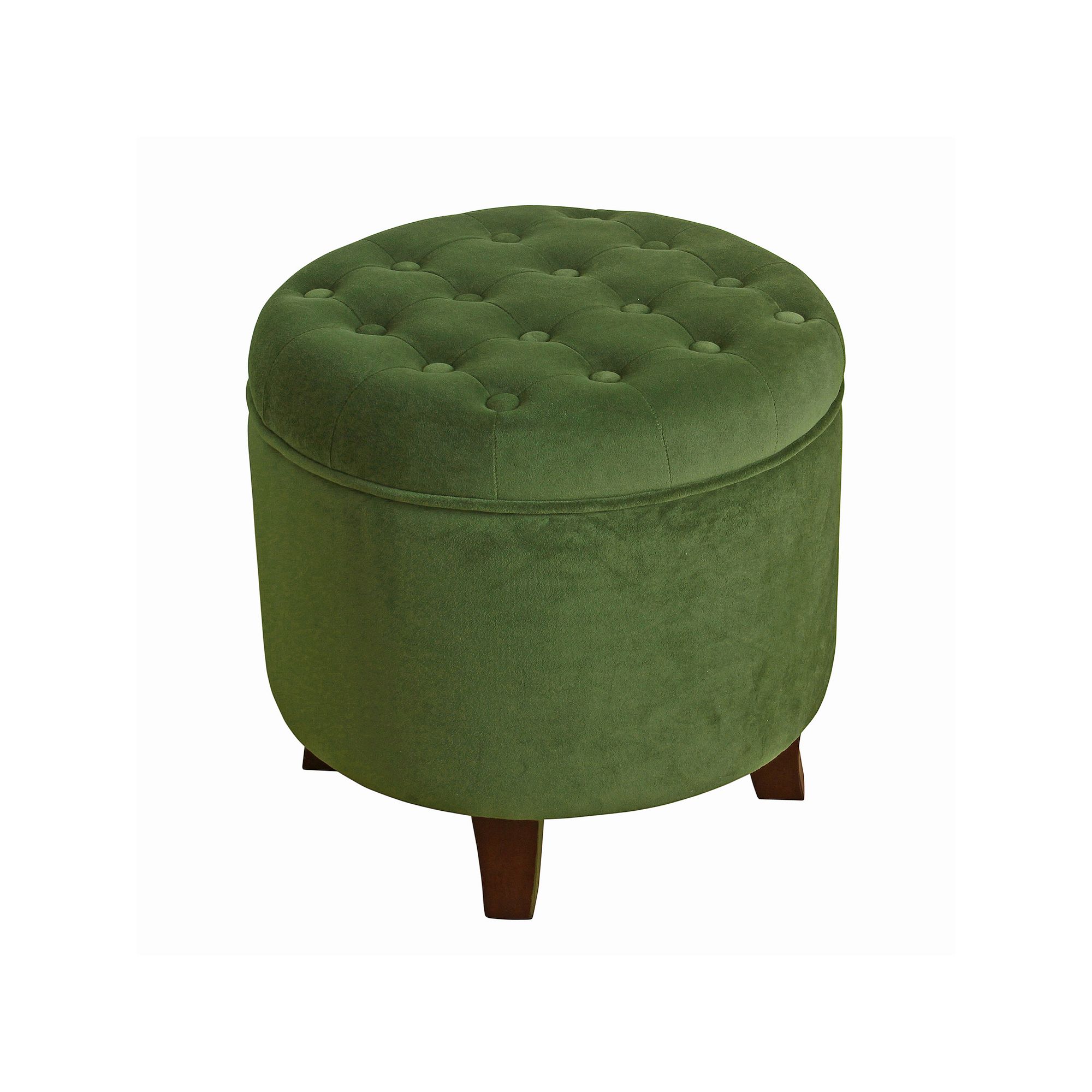 HomePop Round Velvet Storage Ottoman, Green Green