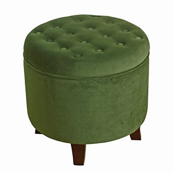 HomePop Round Velvet Storage Ottoman
