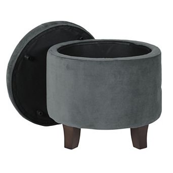 HomePop Round Velvet Storage Ottoman