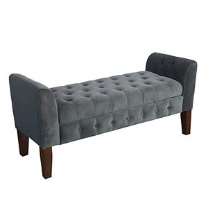 HomePop Velvet Settee Storage Bench