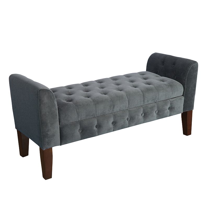 HomePop Velvet Settee Storage Bench, Grey - 63908808 - Furniture Fashionable and functional, this HomePop velvet se sku 63908808