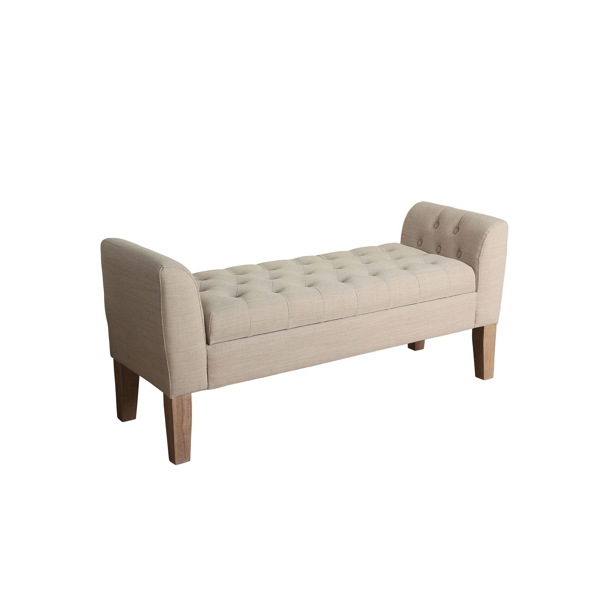 HomePop Kate Tufted Settee Storage Bench, Brown Dune