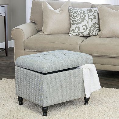 HomePop Tufted Padded Storage Ottoman