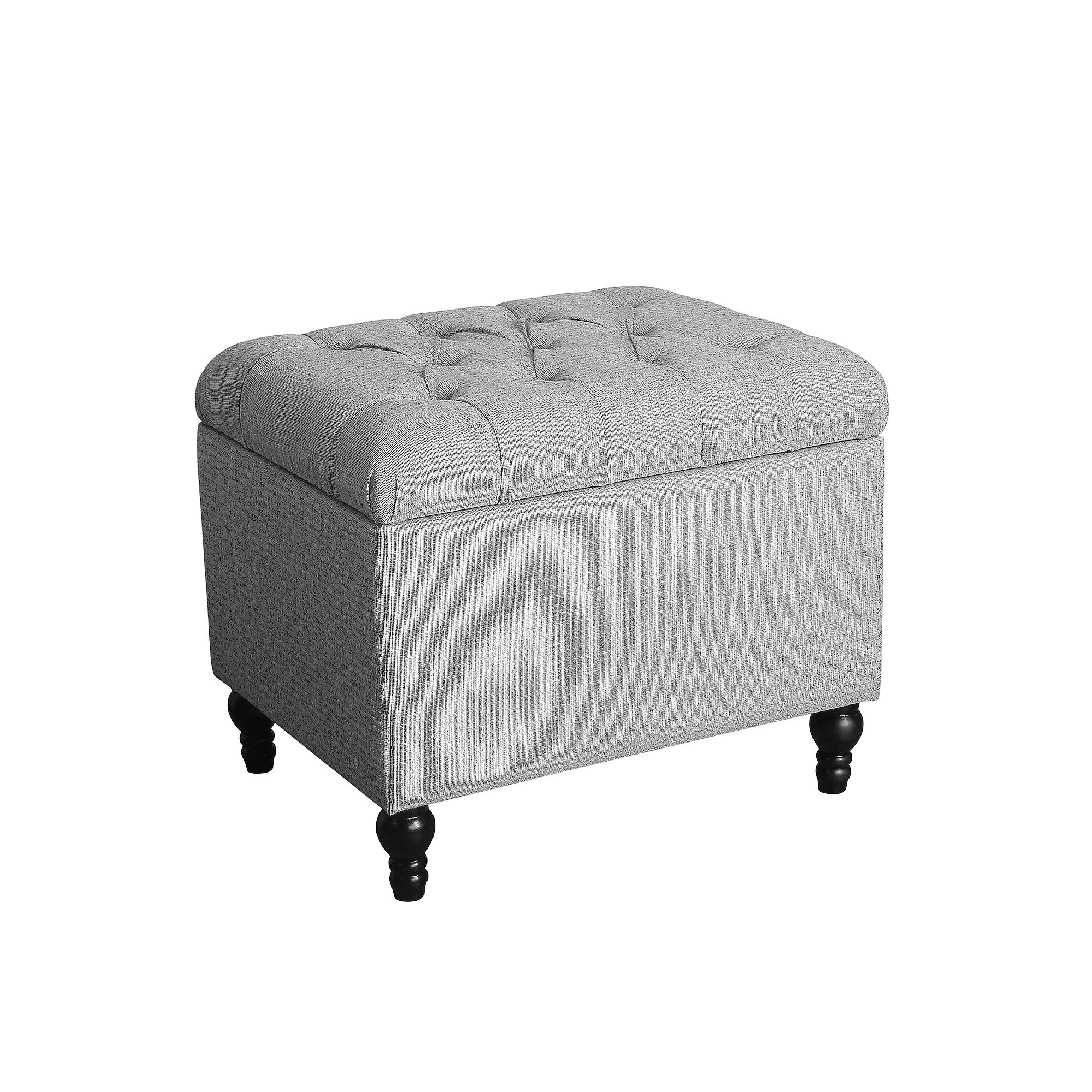 HomePop Tufted Padded Storage Ottoman, Gray