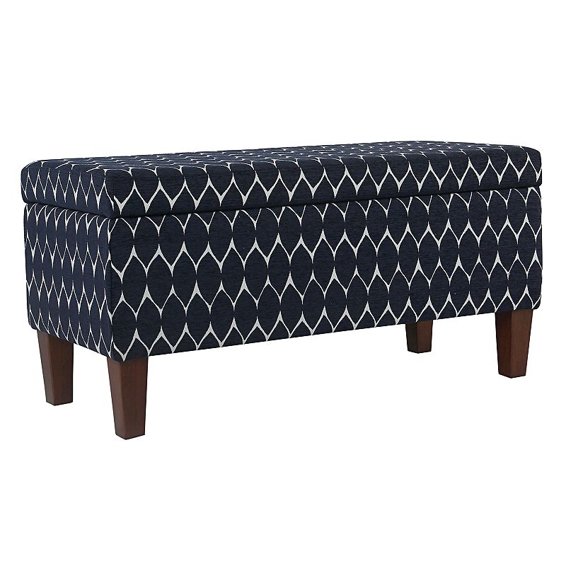 HomePop Bailey Printed Storage Ottoman Bench, Blue