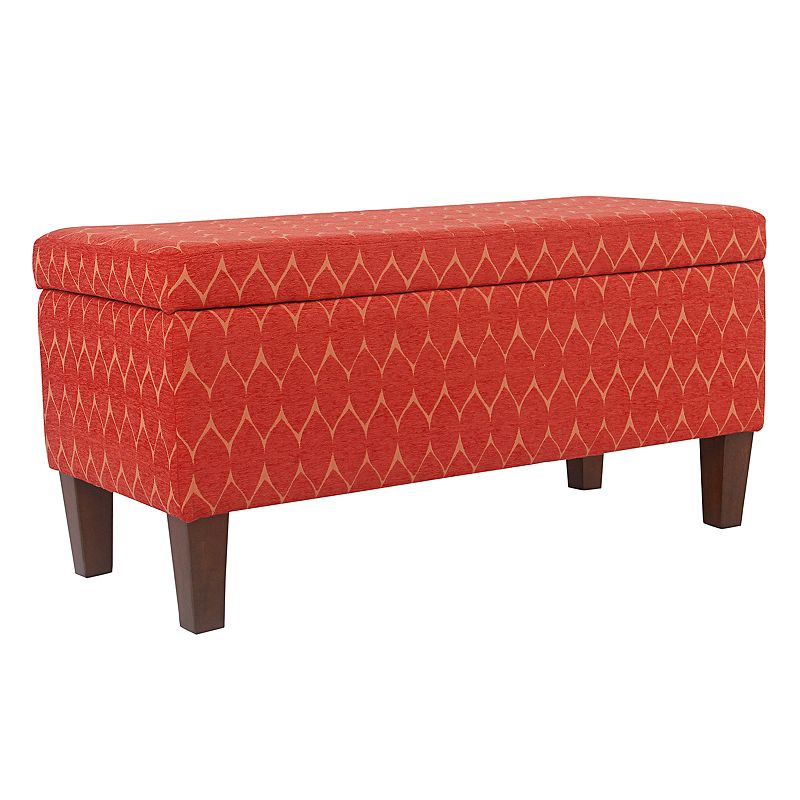 HomePop Bailey Printed Storage Ottoman Bench, Orange
