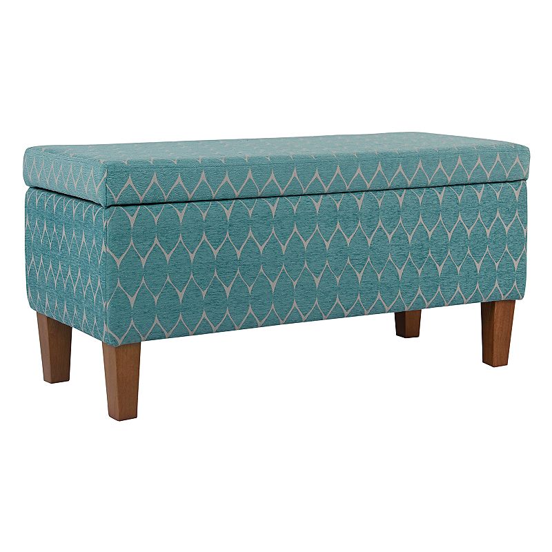 HomePop Bailey Printed Storage Ottoman Bench, Blue