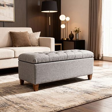 HomePop Ainsley Tufted Storage Ottoman Bench
