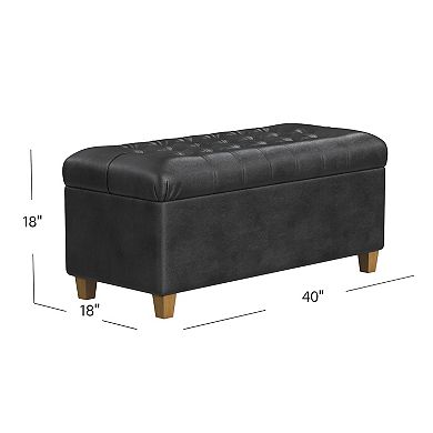 HomePop Ainsley Tufted Storage Ottoman Bench