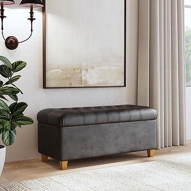 HomePop Ainsley Tufted Storage Ottoman Bench