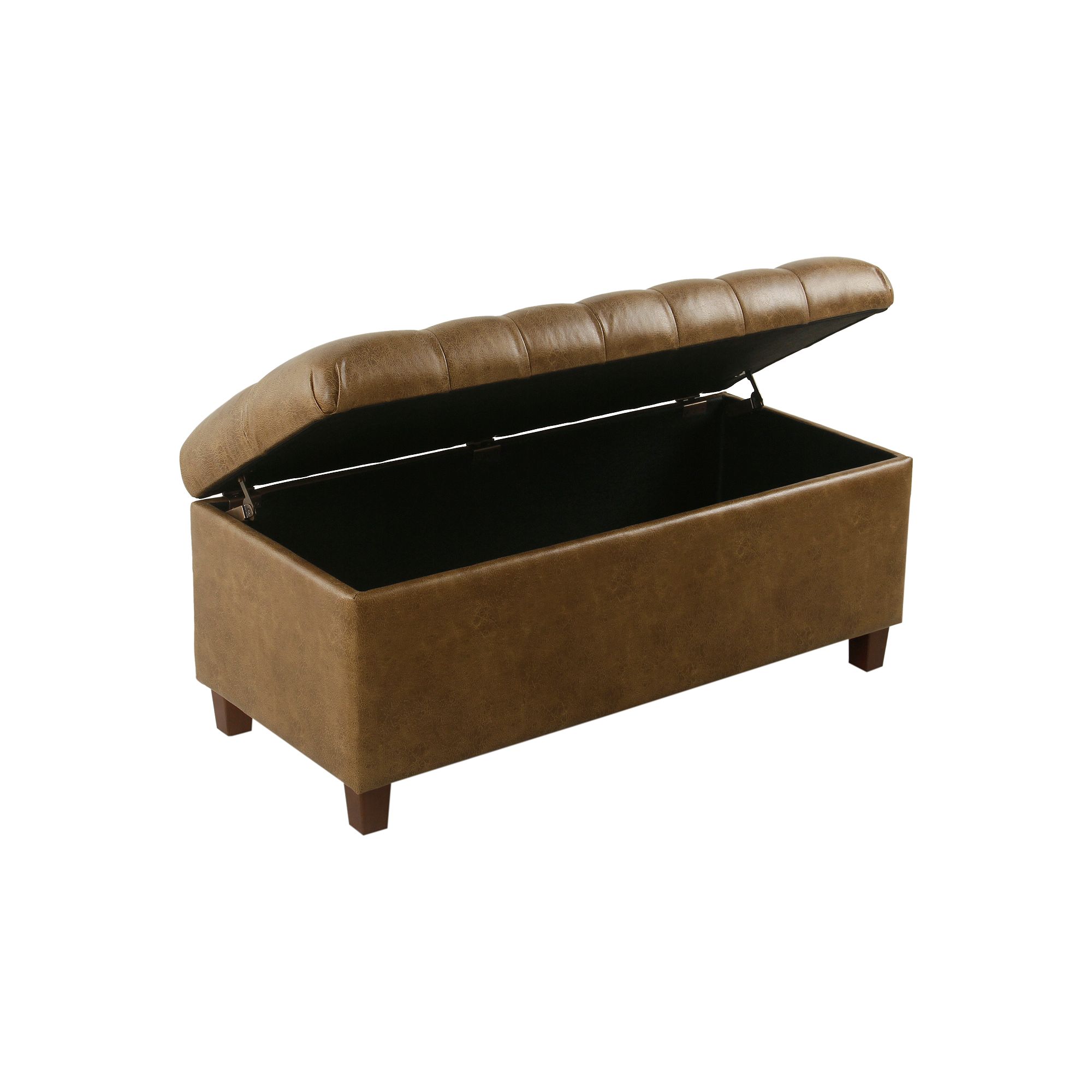 HomePop Ainsley Tufted Storage Ottoman Bench, Brown