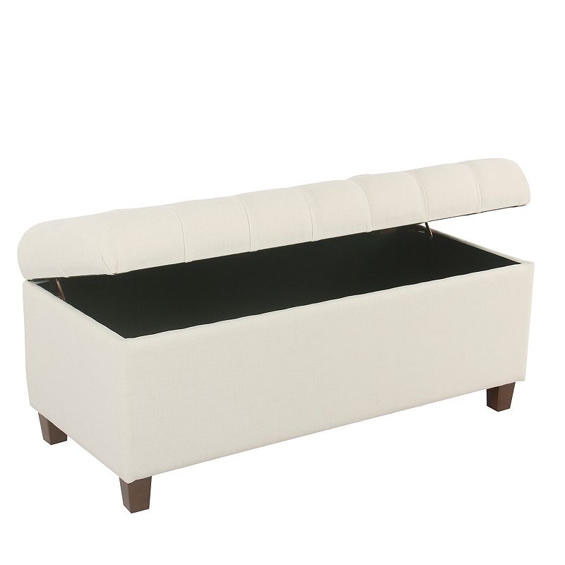 HomePop Ainsley Tufted Storage Ottoman Bench, Beig/Green