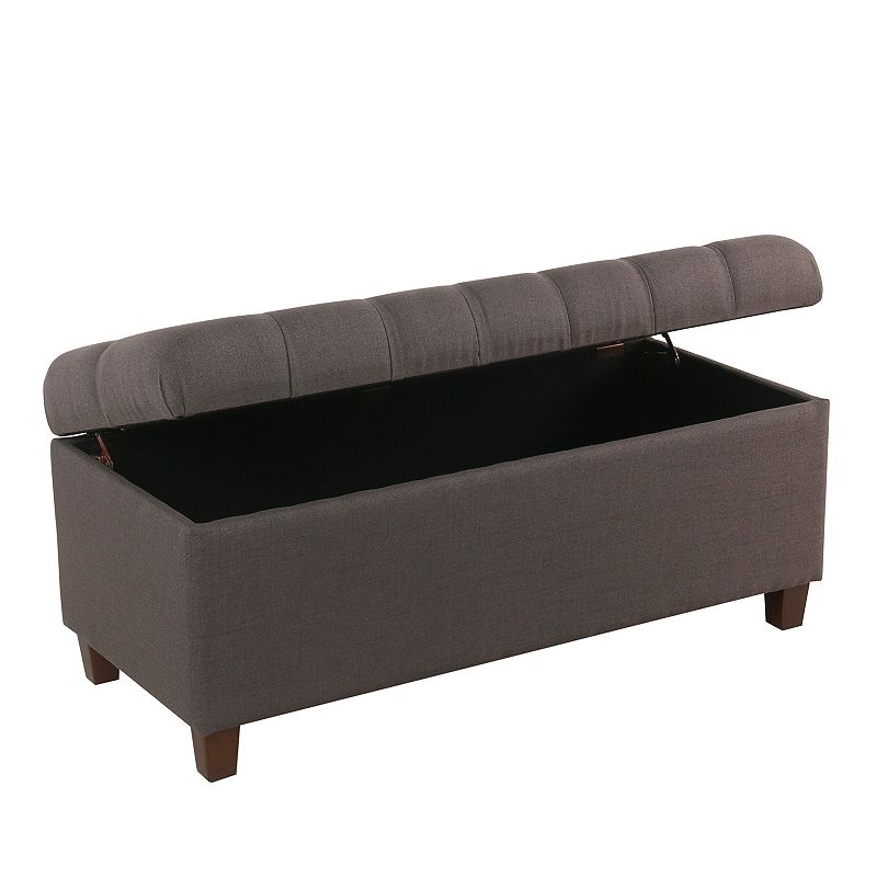 HomePop Ainsley Tufted Storage Ottoman Bench, Grey