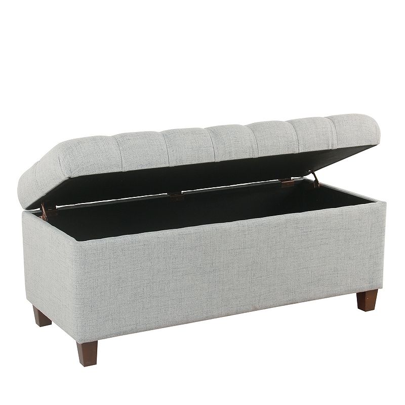 HomePop Ainsley Tufted Storage Ottoman Bench, Blue