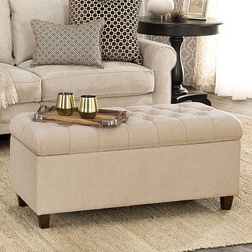 HomePop Ainsley Tufted Storage Ottoman Bench