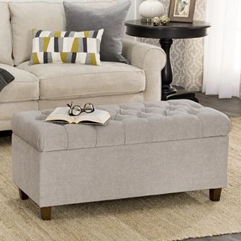 HomePop Ainsley Tufted Storage Ottoman Bench