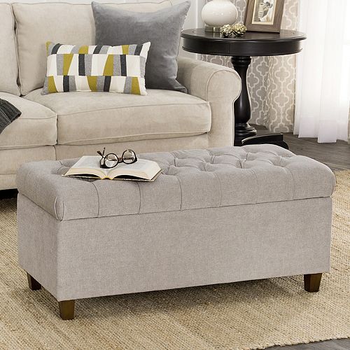Homepop Ainsley Tufted Storage Ottoman Bench