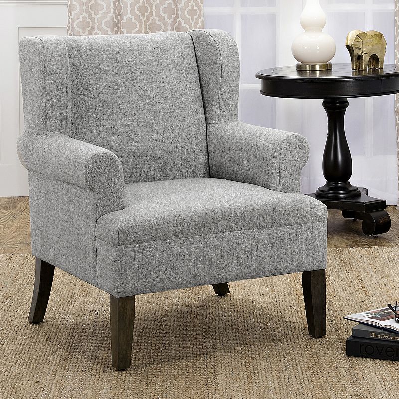HomePop Emerson Wingback Accent Chair, Grey