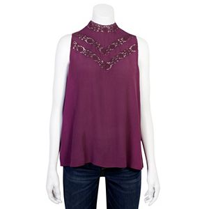 Juniors' Grayson Threads Mockneck Lace Tank