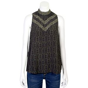 Juniors' Grayson Threads Mockneck Lace Tank