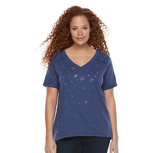 Plus Size Rock & Republic® Burnout Star Boyfriend Tee