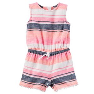 Baby Girl Carter's Striped Linen-Blend Romper