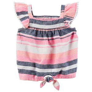 Baby Girl Carter's Striped Linen-Blend Top