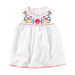Baby Girl Carter's Embroidered Pom-Trim Tank Top