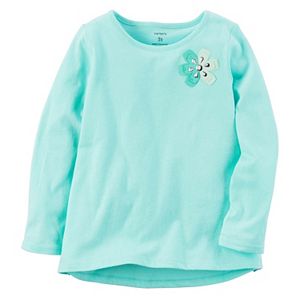 Girls 4-8 Carter's Long Sleeve Two-Tone Flower Embellished Tee