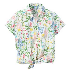 Toddler Girl Carter's Floral Button-Down & Tie Front Top