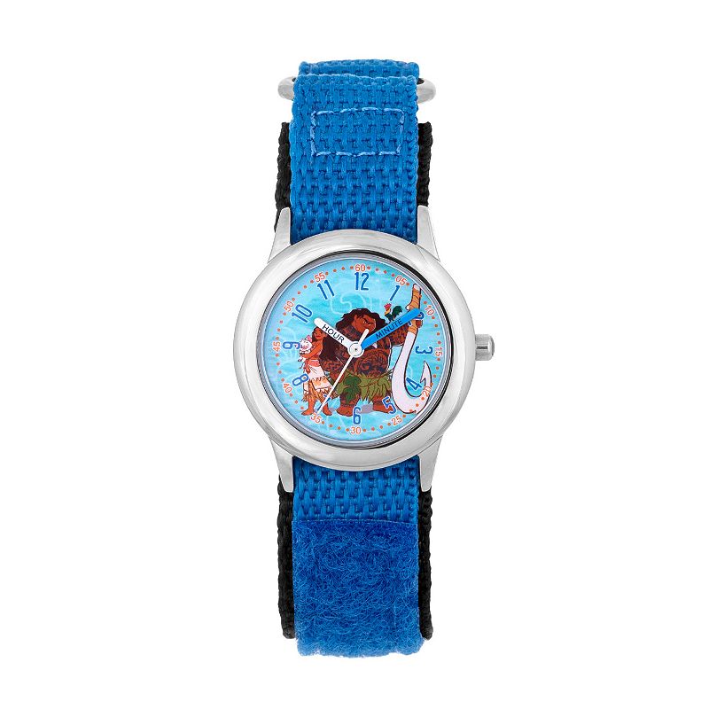 Disney's Moana, Pua, Heihei & Maui Kids' Stainless Steel Time Teacher Watch, Men's, Blue