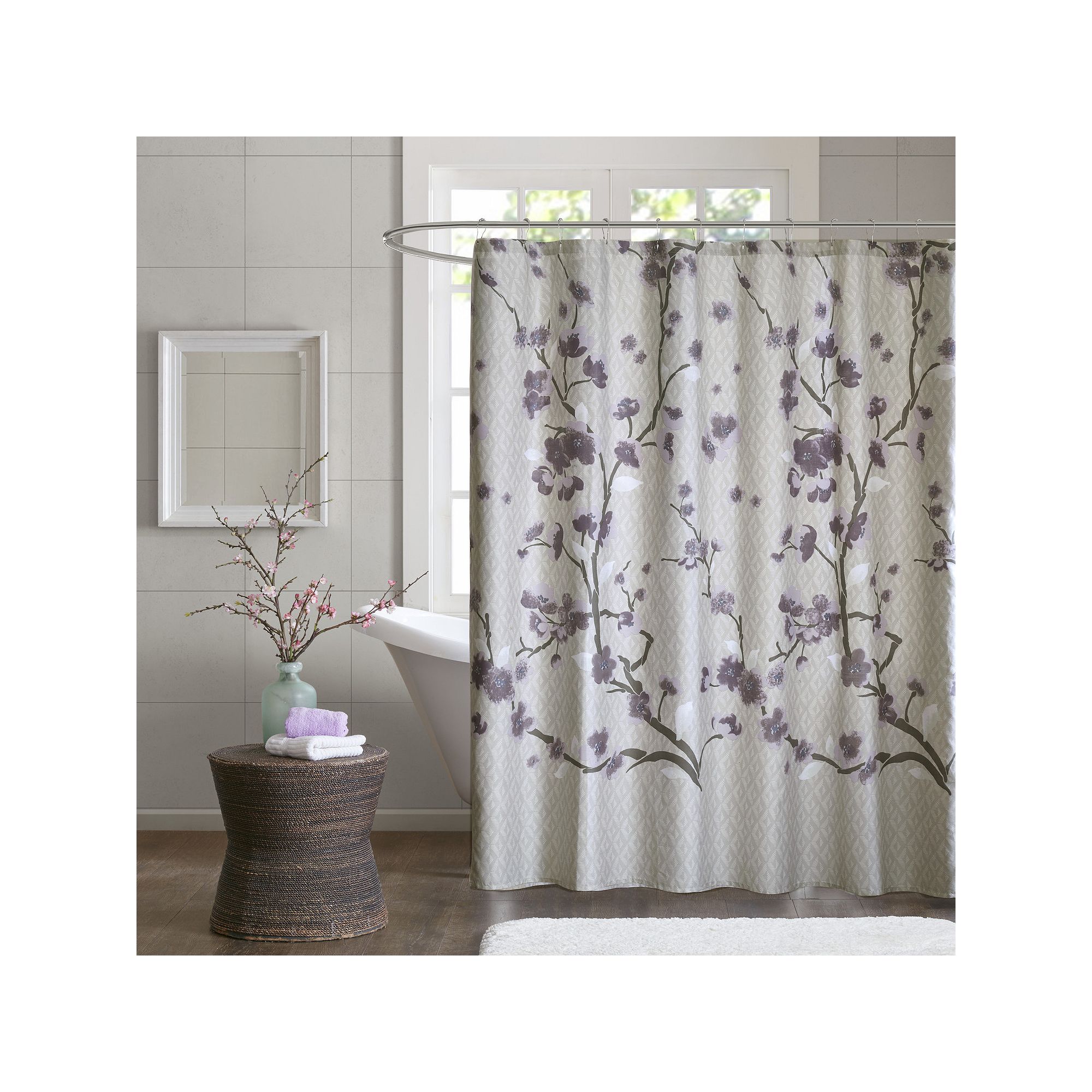 Madison Park Isabella Cotton Shower Curtain, Size: 70X72, Purple